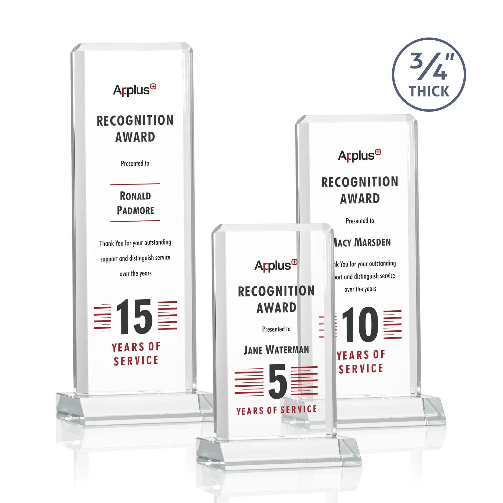 Promotional Starfire Crystal Vertical Award with Double-Beveled Edges, awards for safety achievement programs