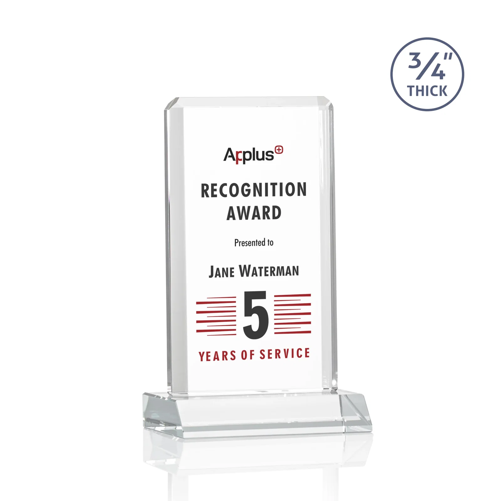 Promotional Starfire Crystal Vertical Award with Double-Beveled Edges, awards for volunteer appreciation