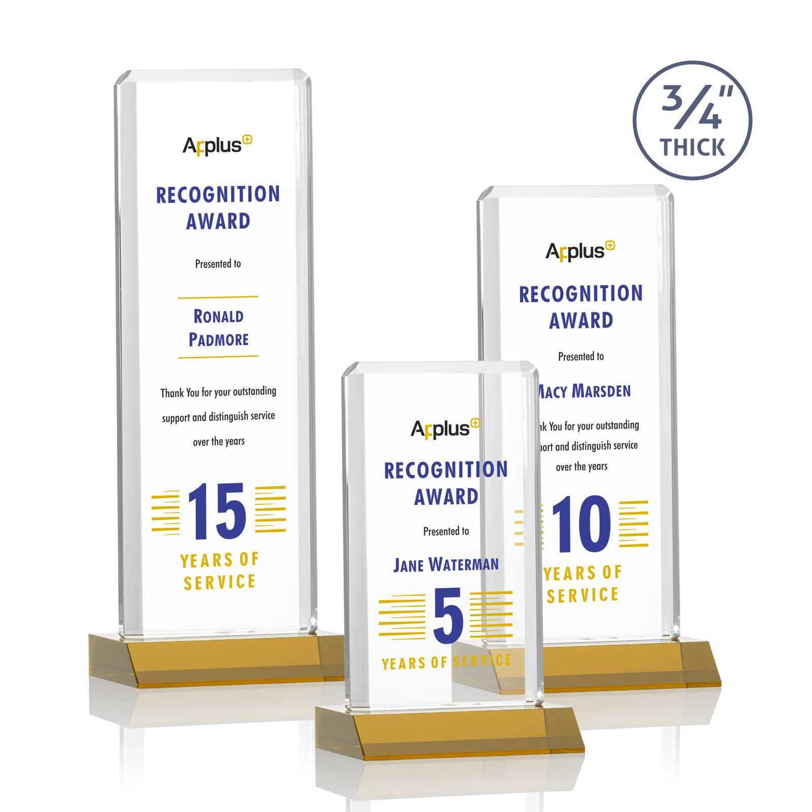 Branded Starfire Crystal Vertical Award with Double-Beveled Edges, awards for employee recognition