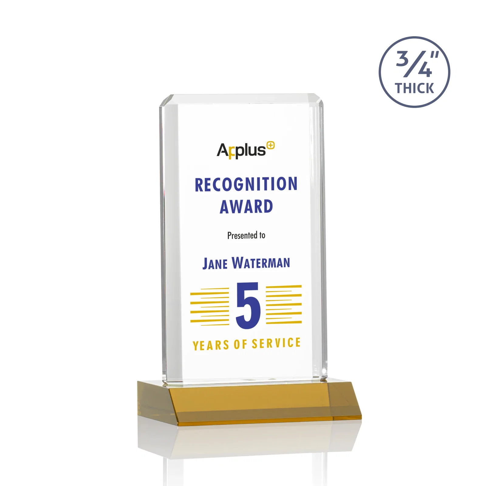 Branded Starfire Crystal Vertical Award with Double-Beveled Edges, awards for corporate award ceremonies