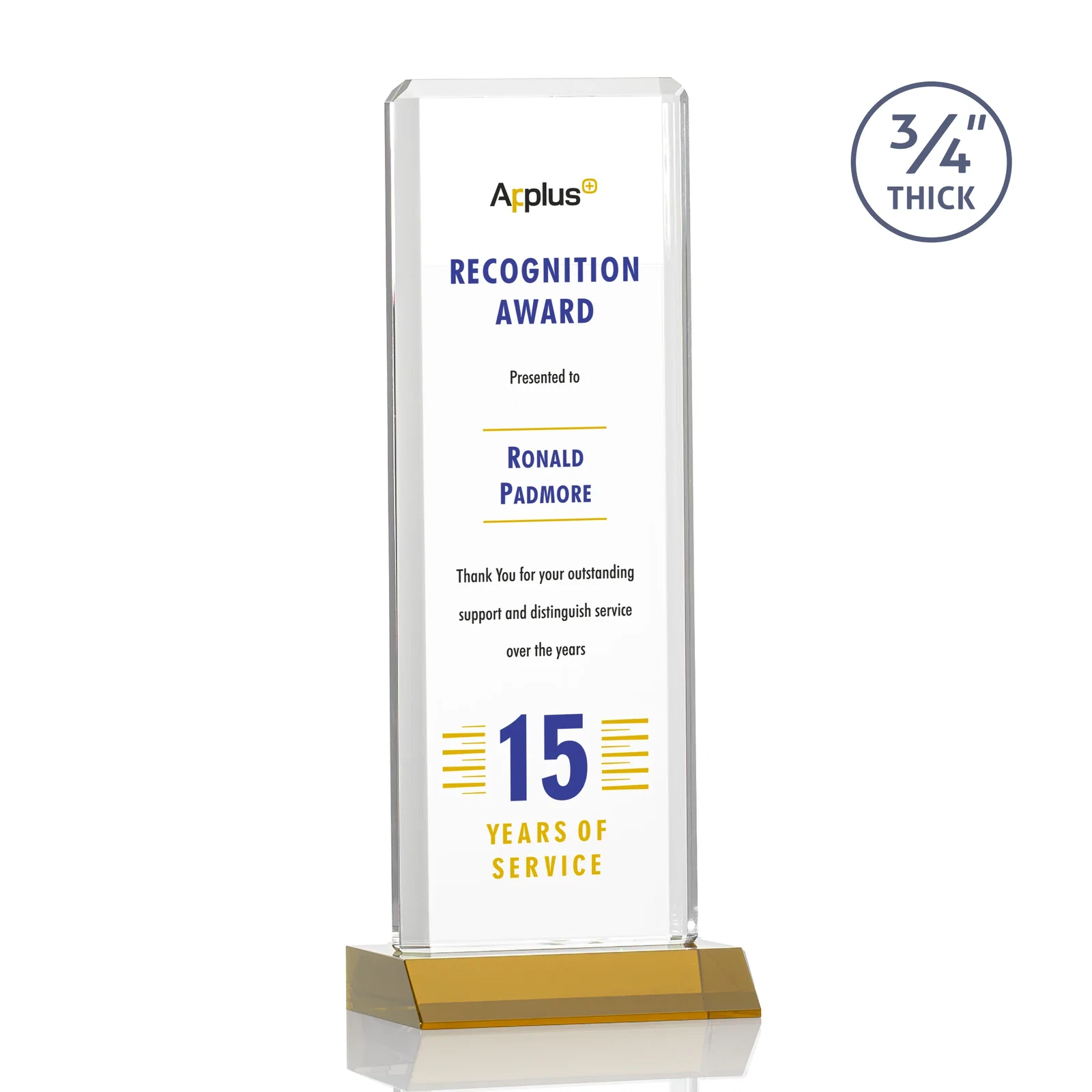 Branded Starfire Crystal Vertical Award with Double-Beveled Edges, awards for sales achievement awards