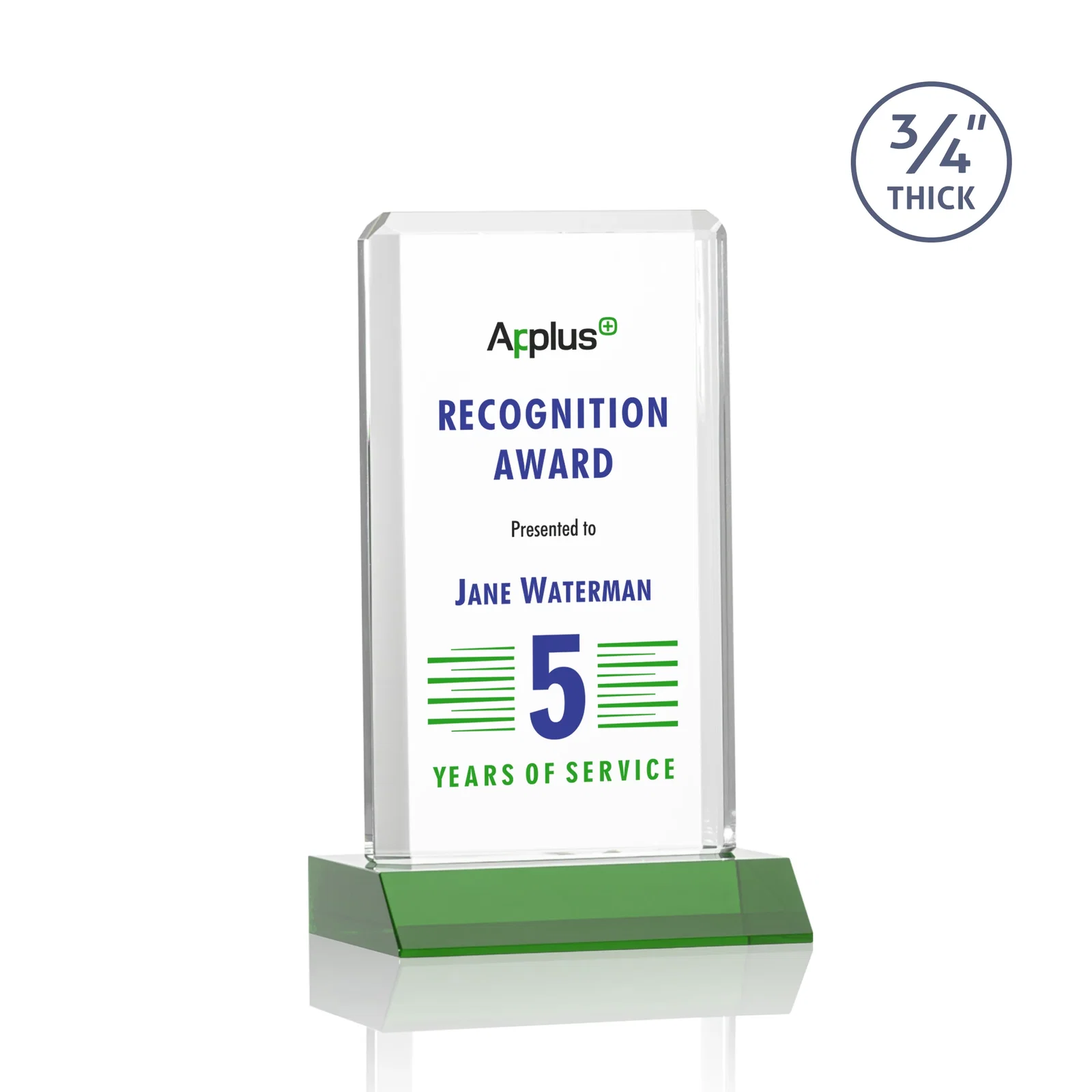 Branded Starfire Crystal Vertical Award with Double-Beveled Edges, awards for team milestone celebrations