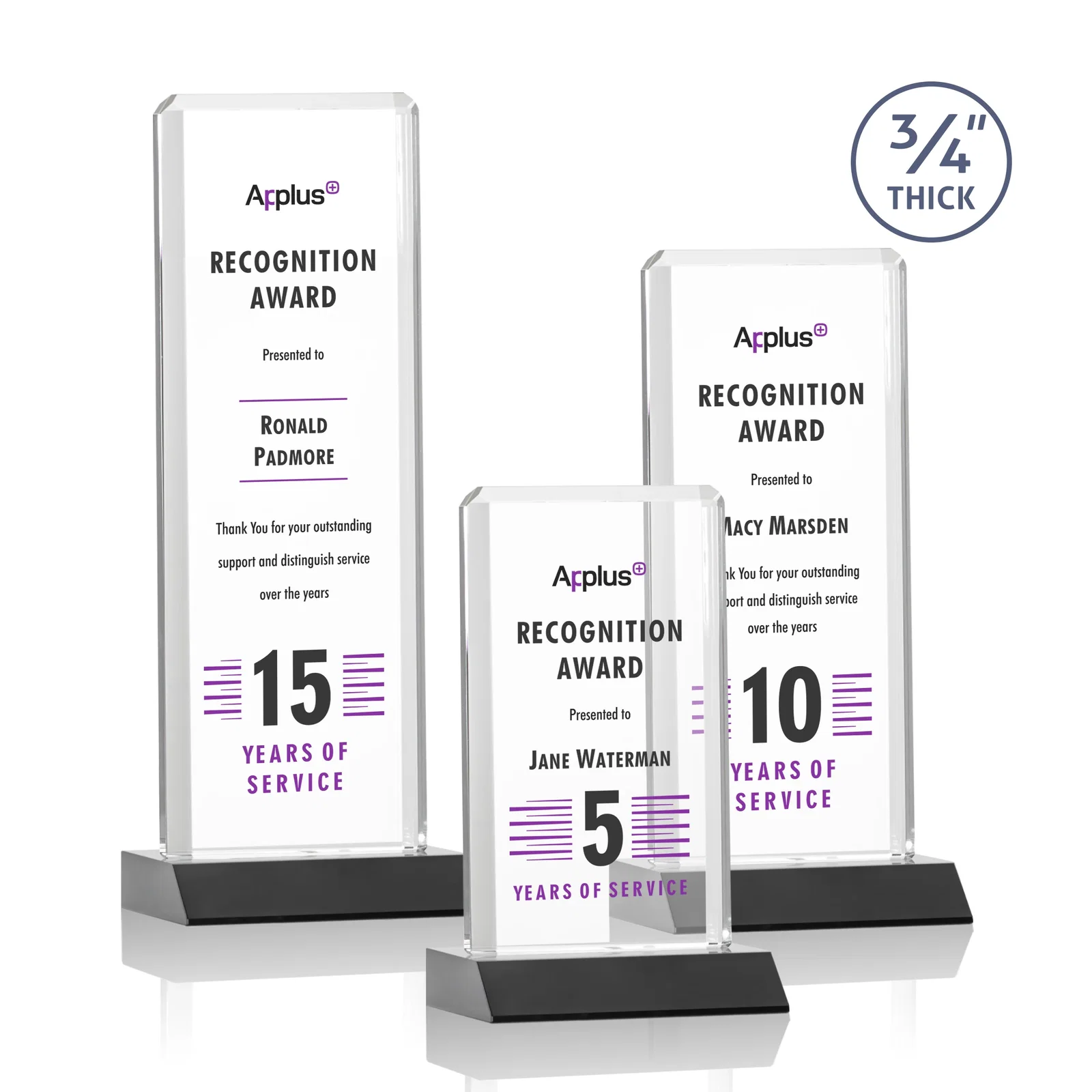 Branded Starfire Crystal Vertical Award with Double-Beveled Edges, awards for safety achievement programs