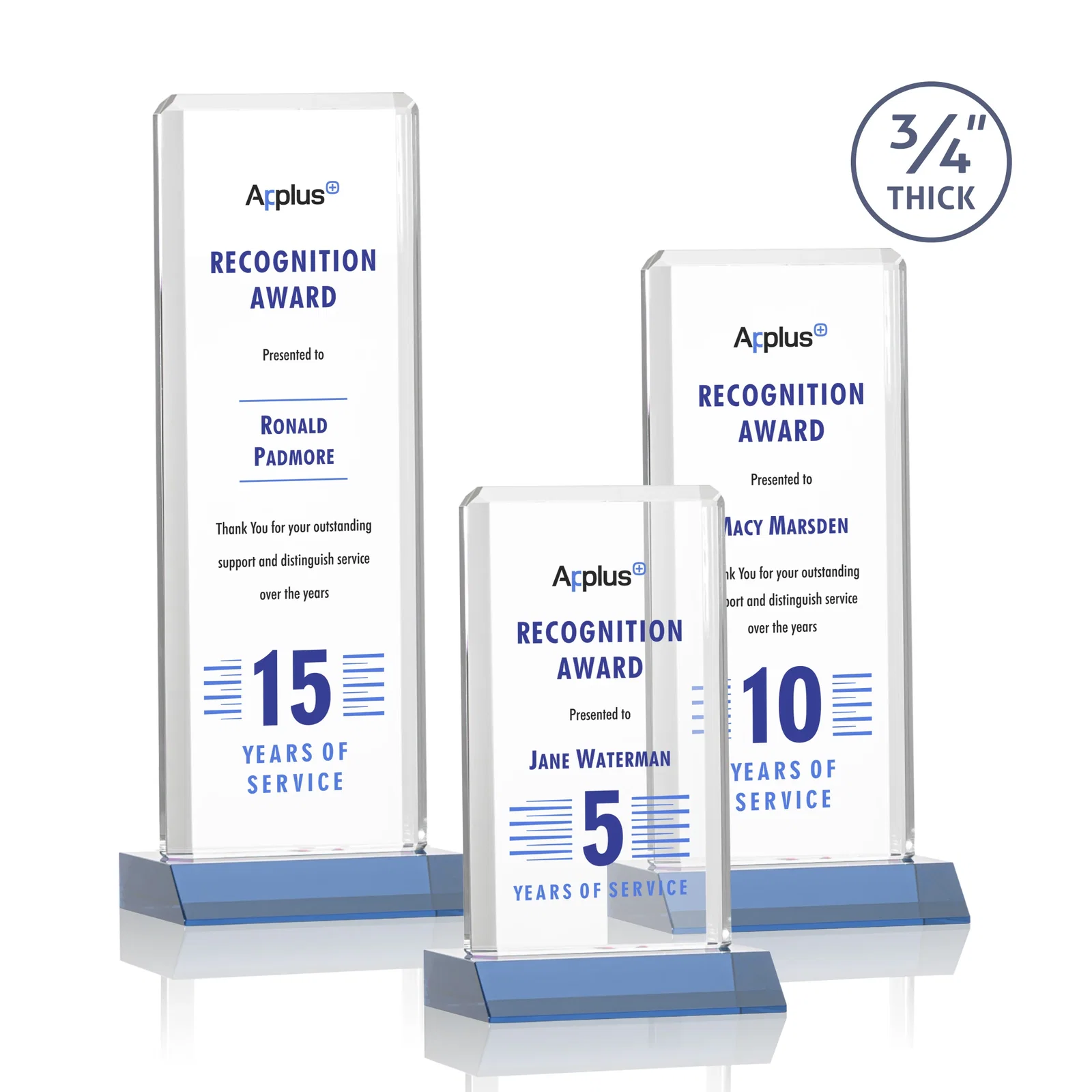Custom printed Starfire Crystal Vertical Award with Double-Beveled Edges, awards for safety achievement programs