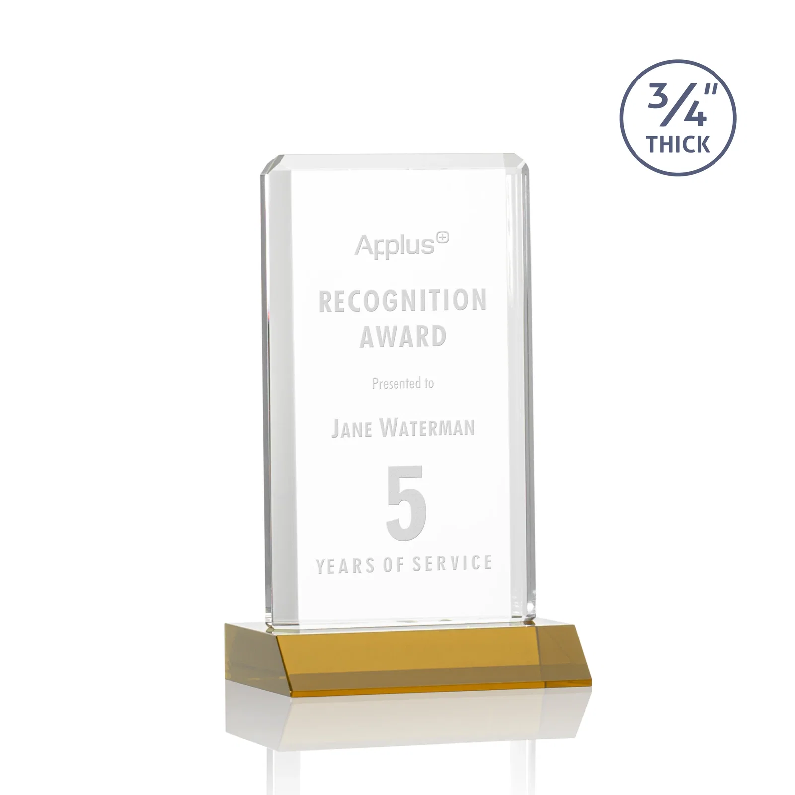 Custom Starfire Crystal Vertical Award with Double-Beveled Edges, awards for team milestone celebrations