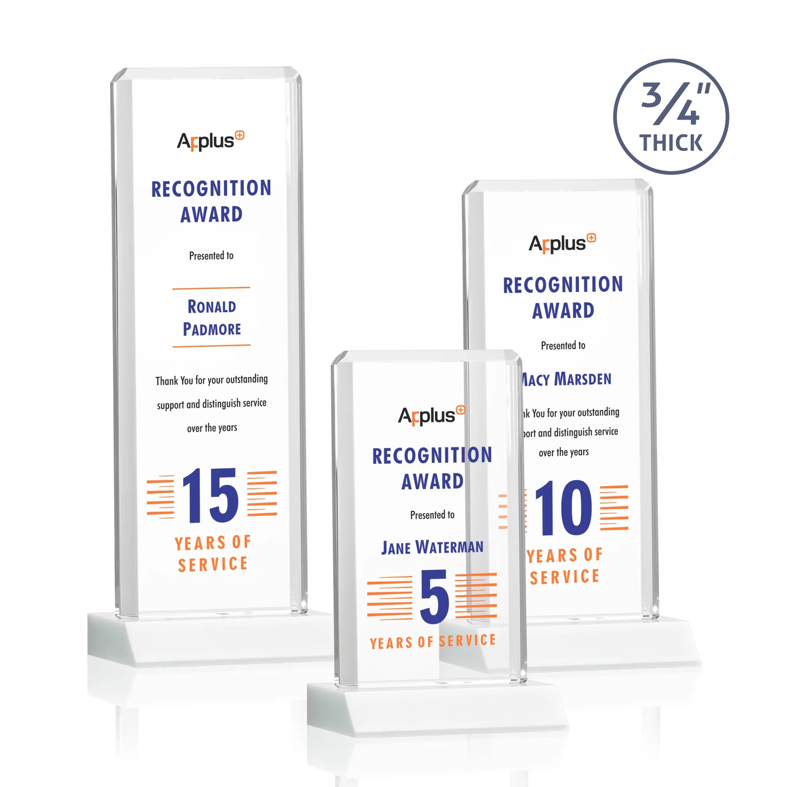 Customized Starfire Crystal Vertical Award with Double-Beveled Edges, awards for employee recognition