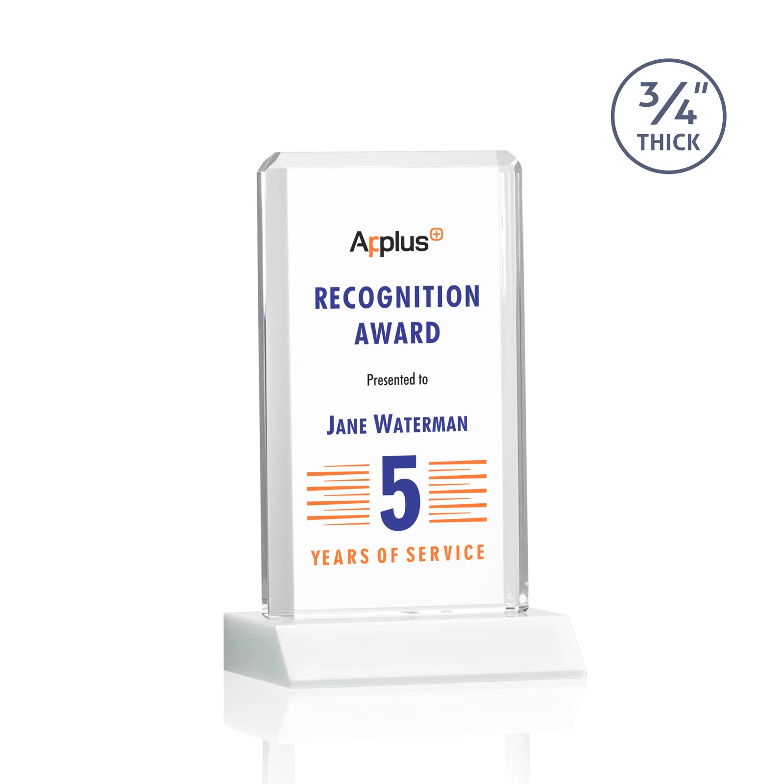 Customized Starfire Crystal Vertical Award with Double-Beveled Edges, awards for corporate award ceremonies