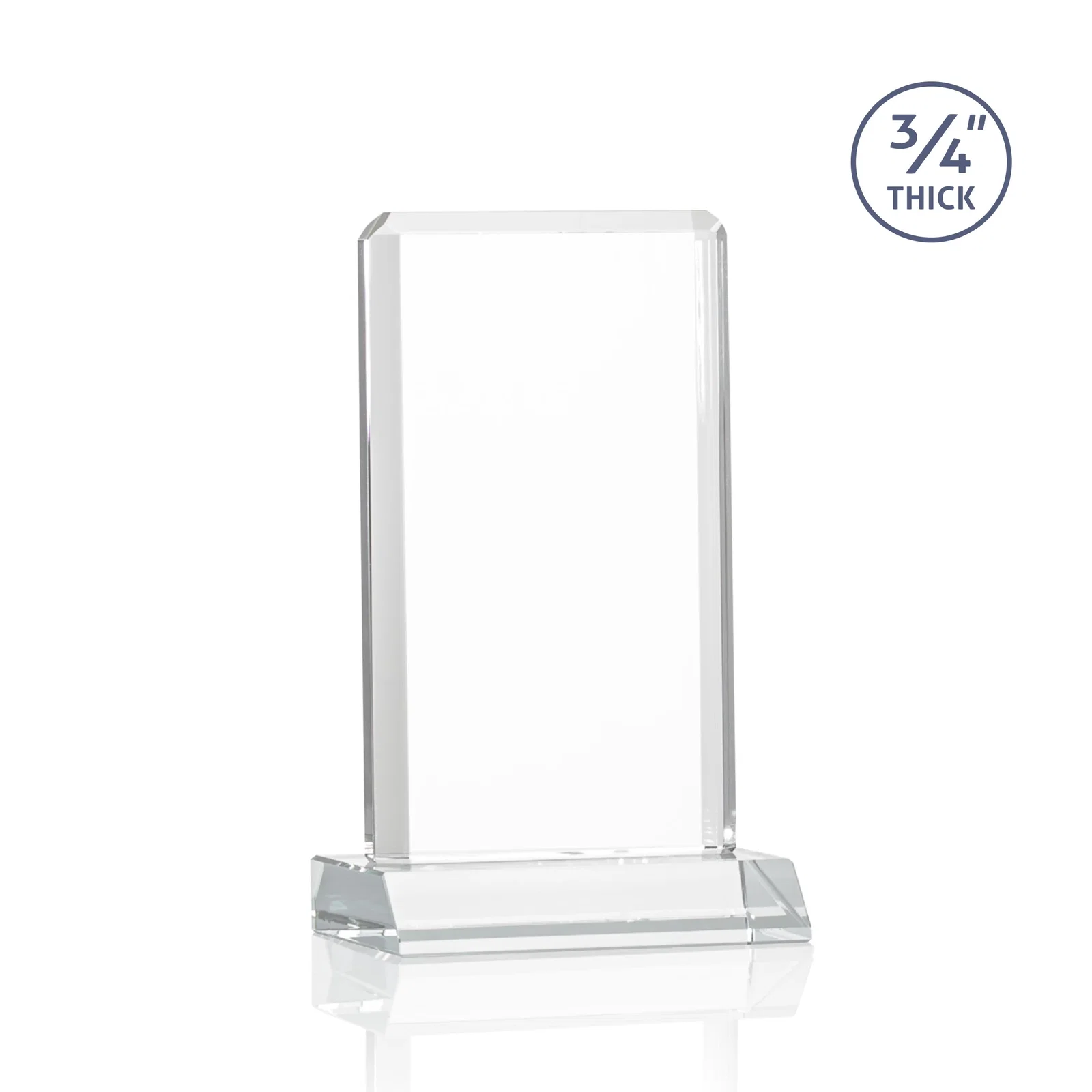 Customized Starfire Crystal Vertical Award with Double-Beveled Edges, awards for retirement presentations