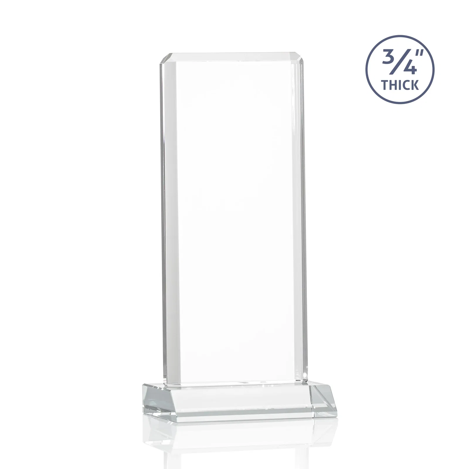 Customized Starfire Crystal Vertical Award with Double-Beveled Edges, awards for team milestone celebrations