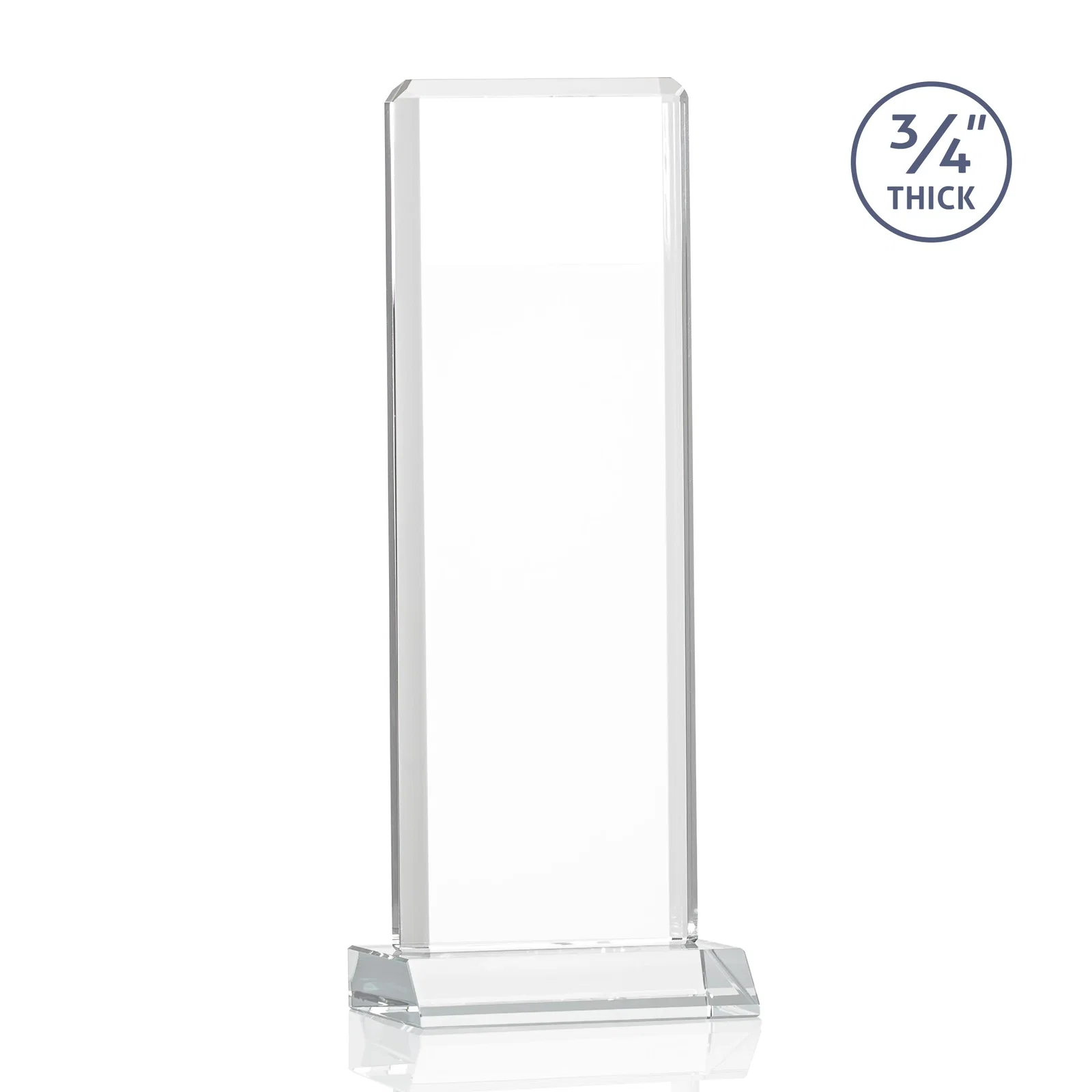 Customized Starfire Crystal Vertical Award with Double-Beveled Edges, awards for donor appreciation