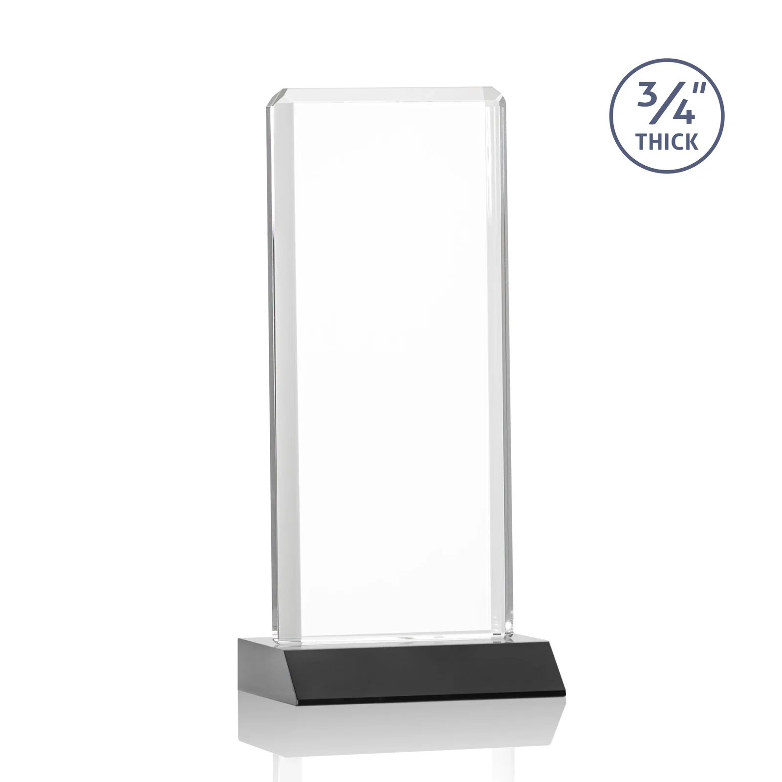 Custom engraved Starfire Crystal Vertical Award with Double-Beveled Edges, awards for service anniversary gifts