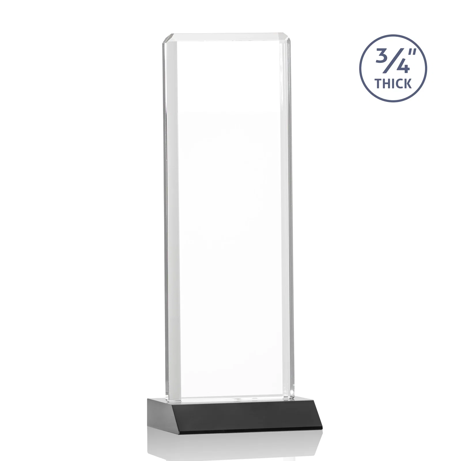 Custom engraved Starfire Crystal Vertical Award with Double-Beveled Edges, awards for sales achievement awards