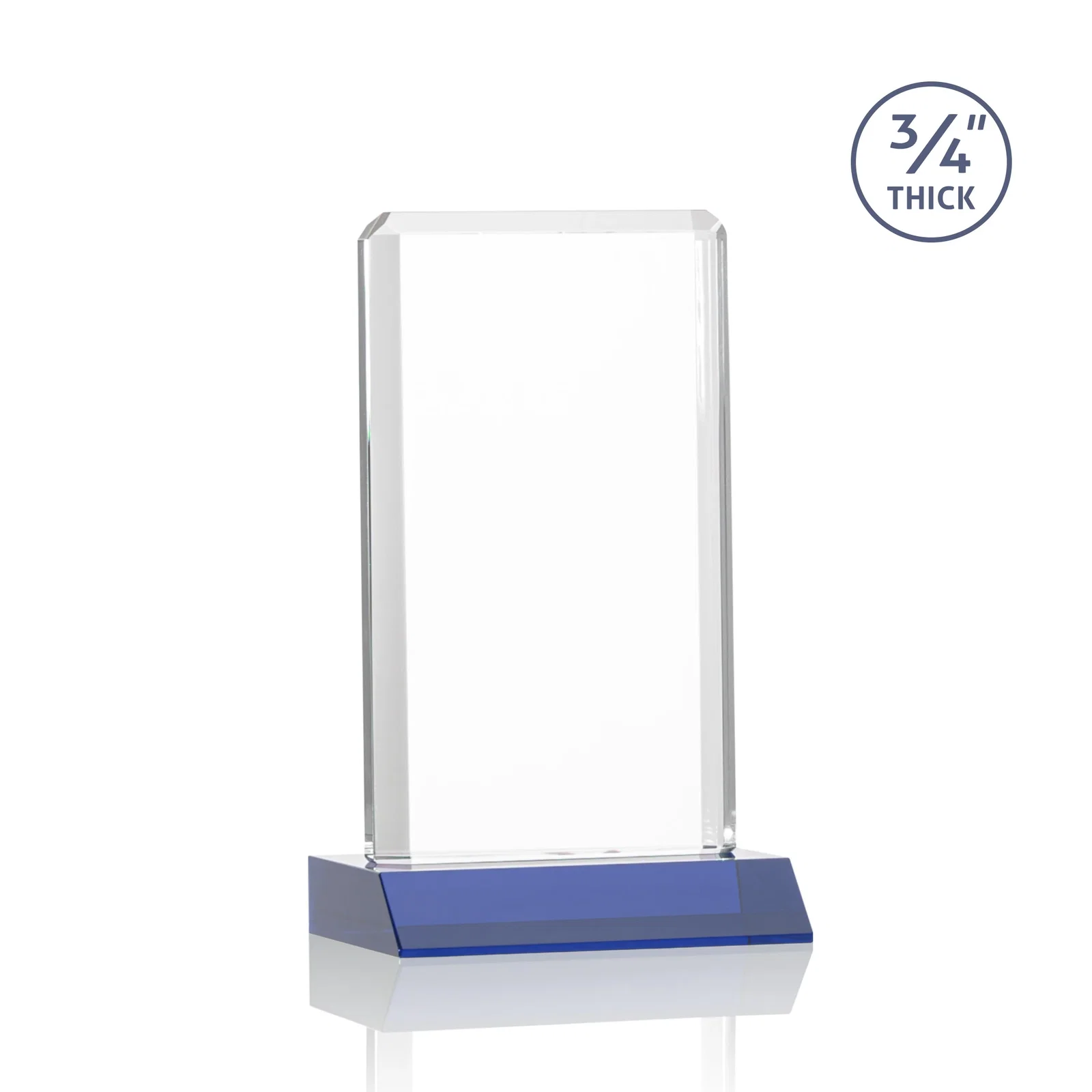 Custom engraved Starfire Crystal Vertical Award with Double-Beveled Edges, awards for retirement presentations