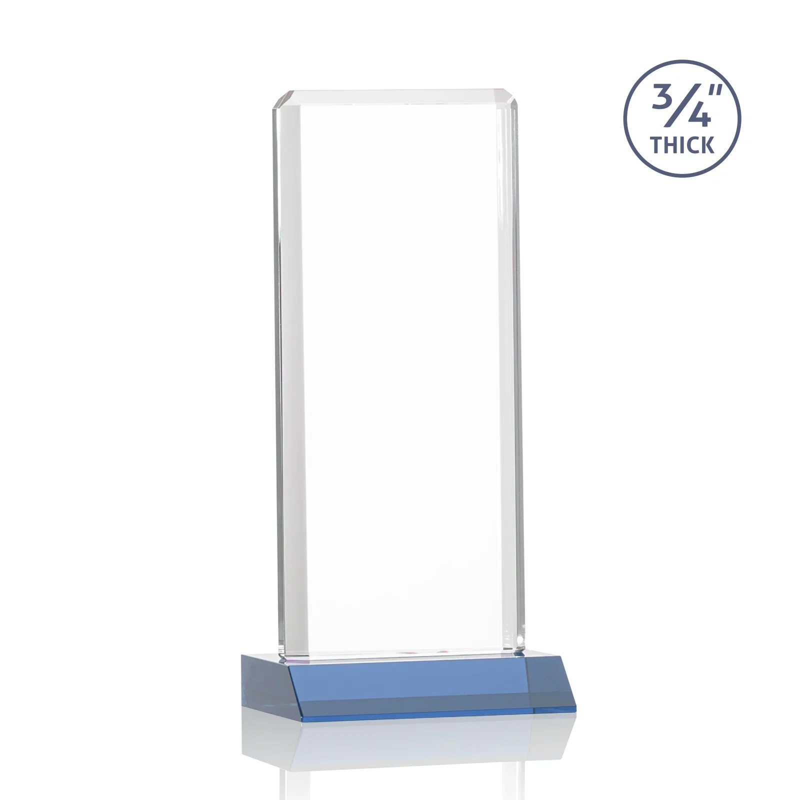 Custom engraved Starfire Crystal Vertical Award with Double-Beveled Edges, awards for company anniversary events
