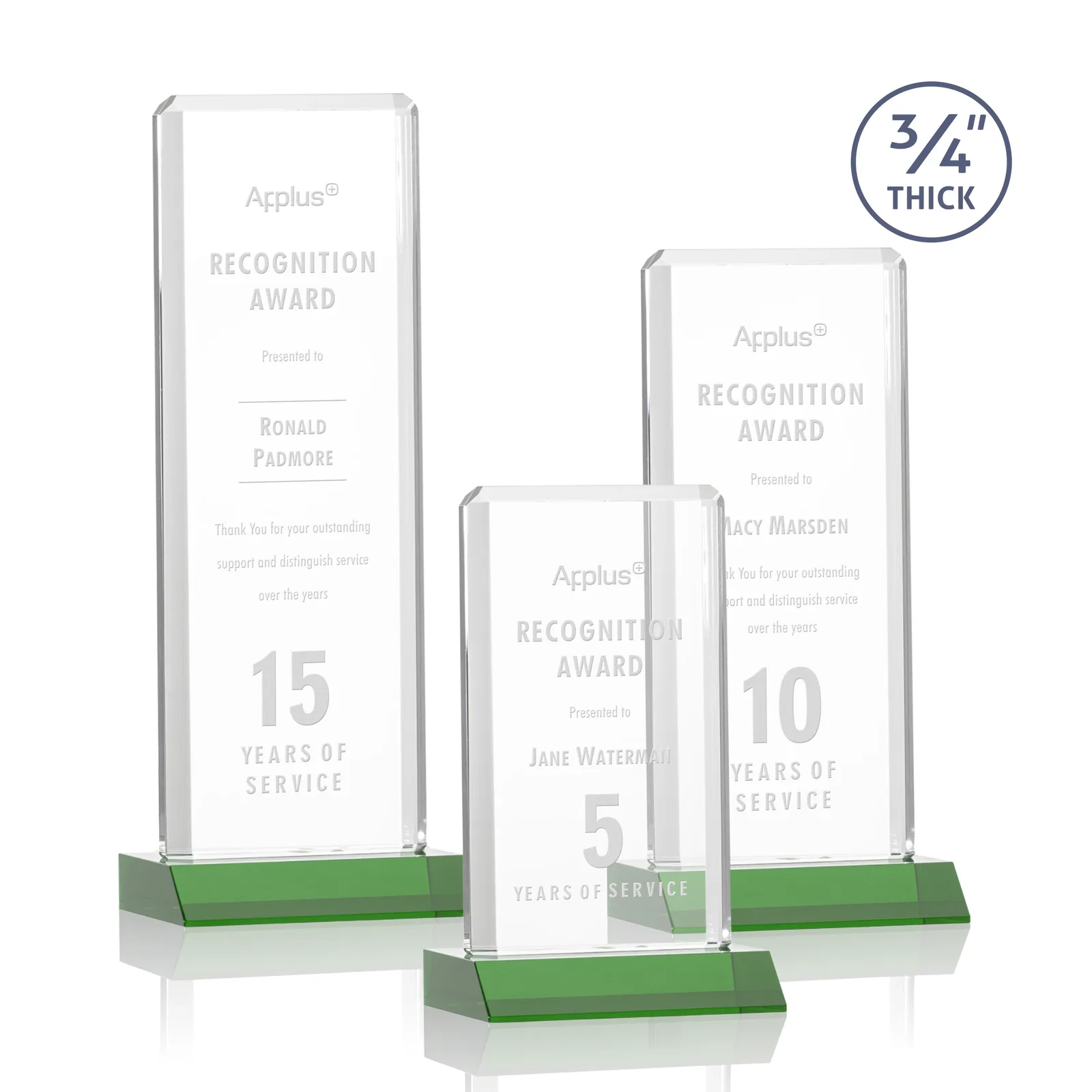 Custom Starfire Crystal Vertical Award with Double-Beveled Edges, awards for safety achievement programs