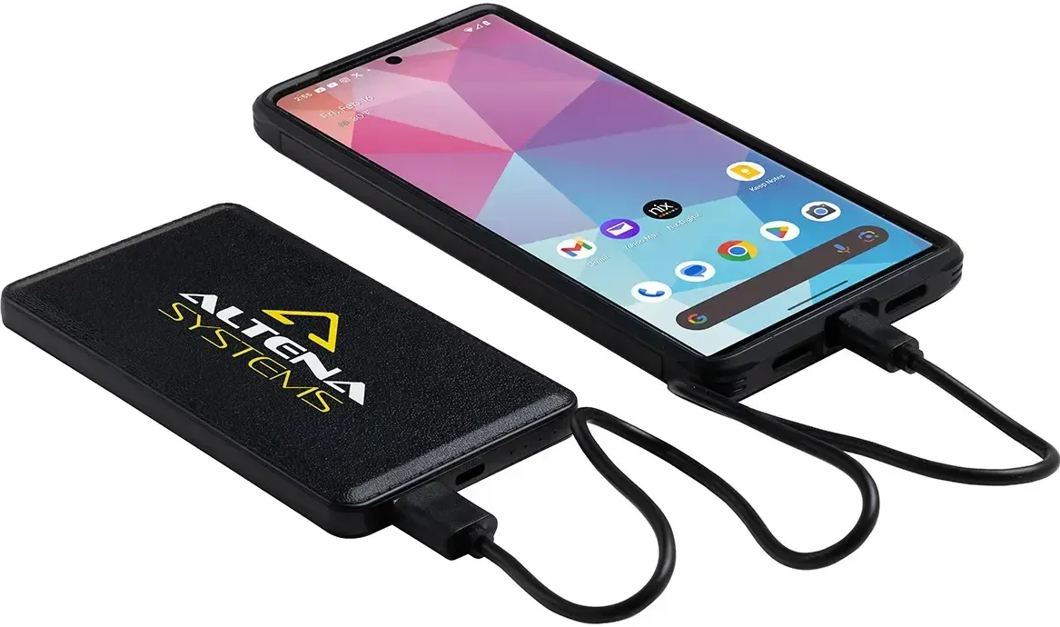 Promotional Sovereign 4000mAh power bank, side profile with ports