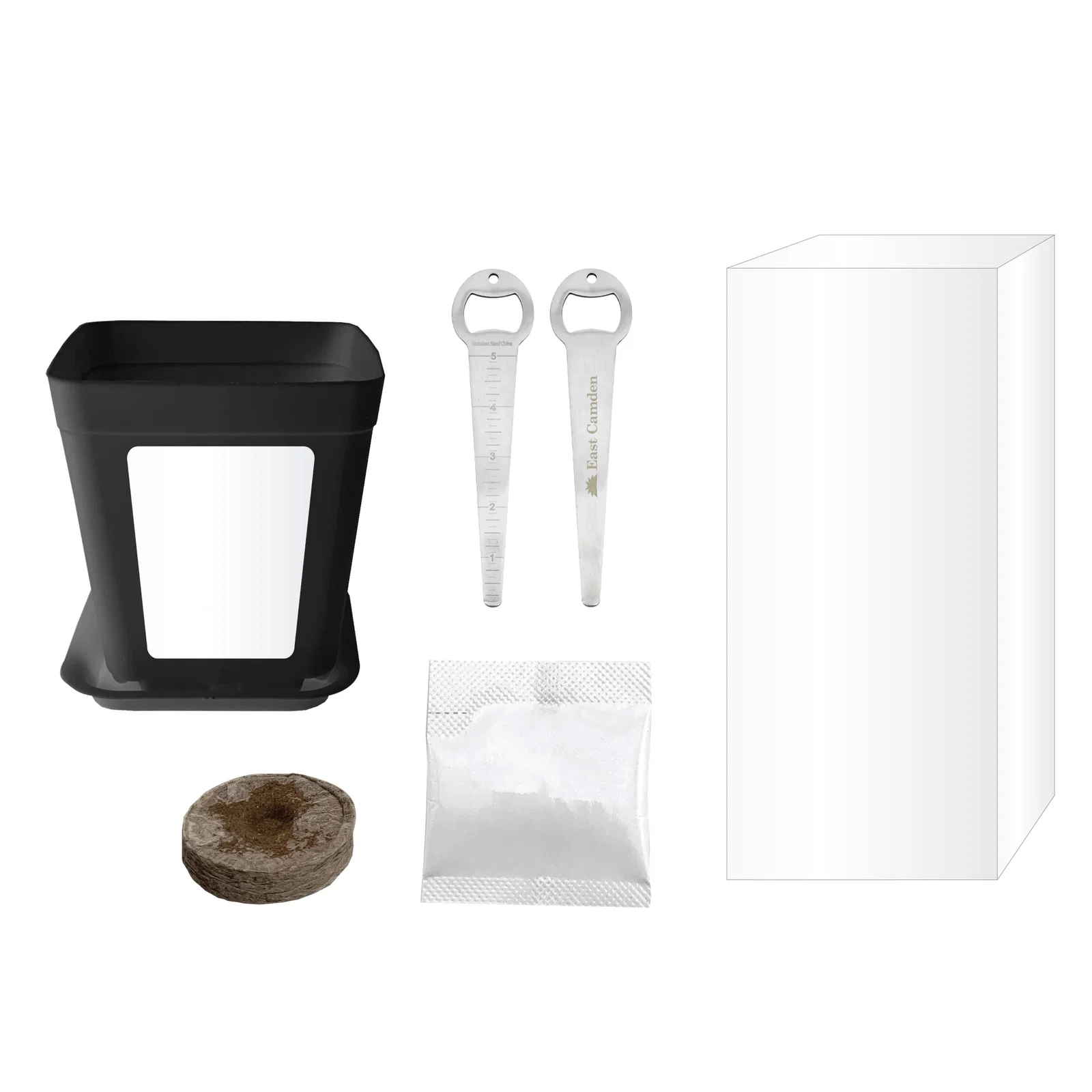 Kit components laid out together on white