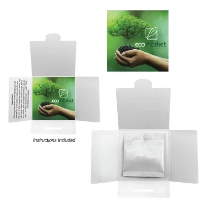 Small square seed packet with a blank front for printing