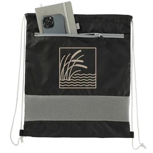 Sparks Recycled Drawstring Bag with Mesh Accents
