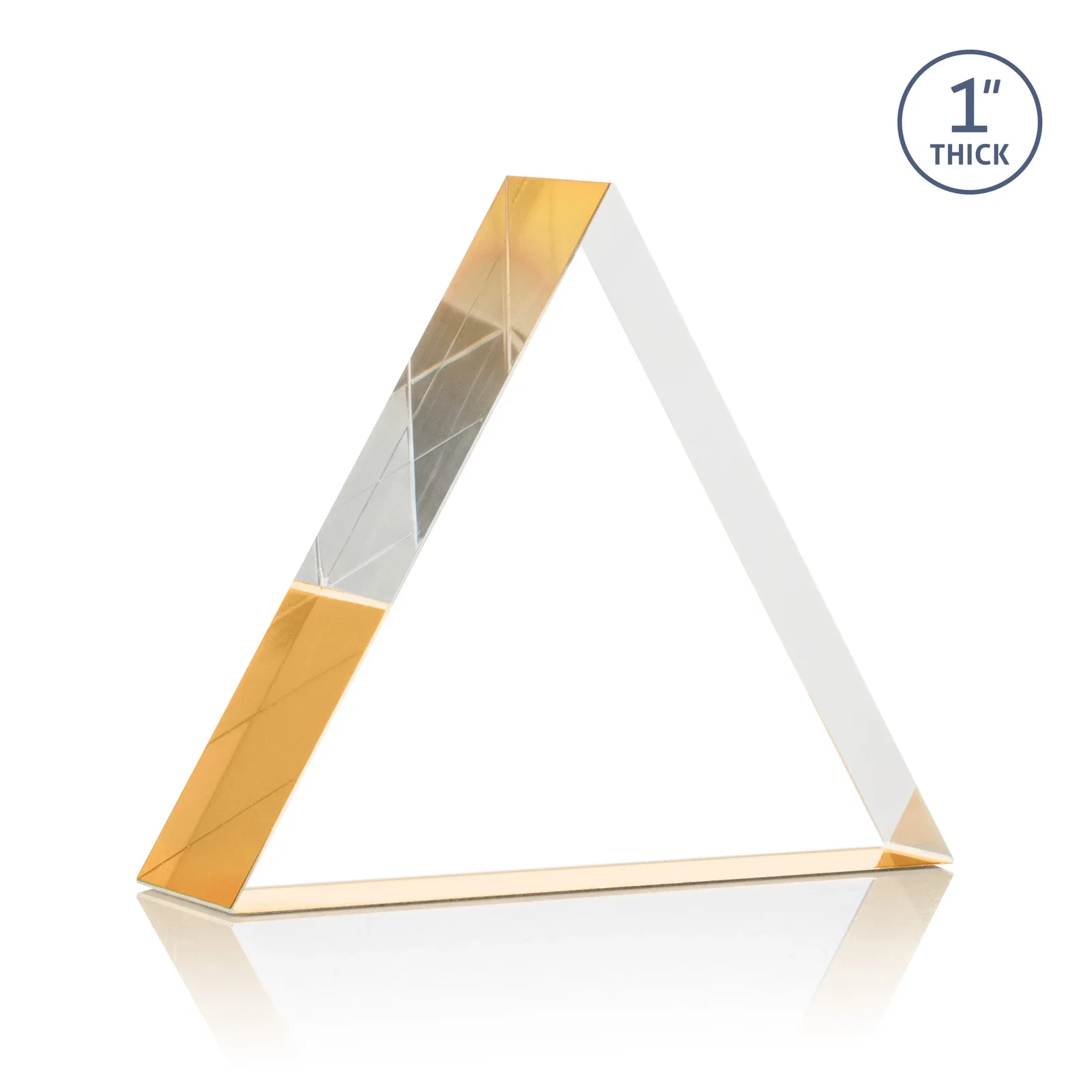 Custom One-Inch-Thick Acrylic Triangle Desk Award, with your logo for donor appreciation