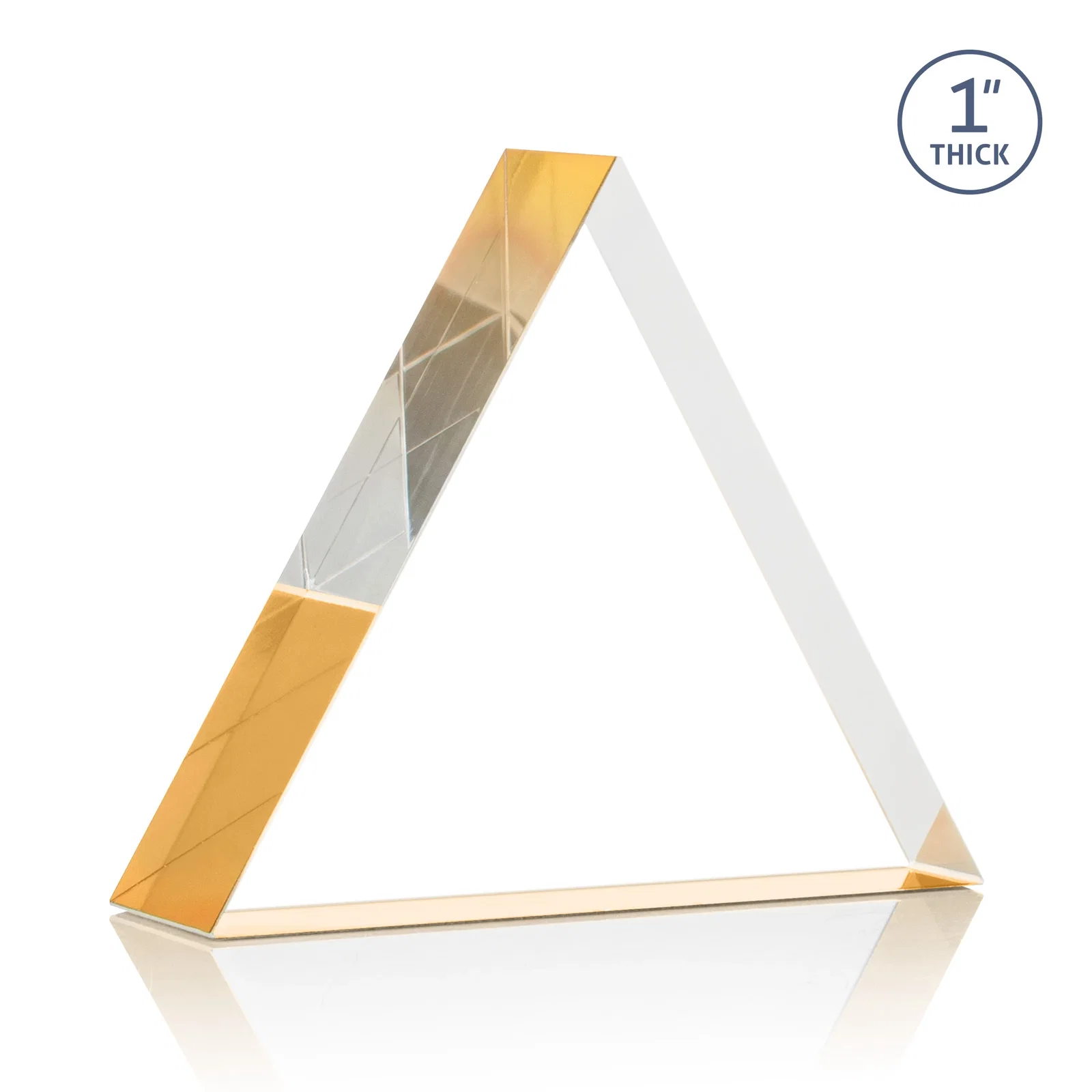 Custom One-Inch-Thick Acrylic Triangle Desk Award, with your logo for graduation ceremonies