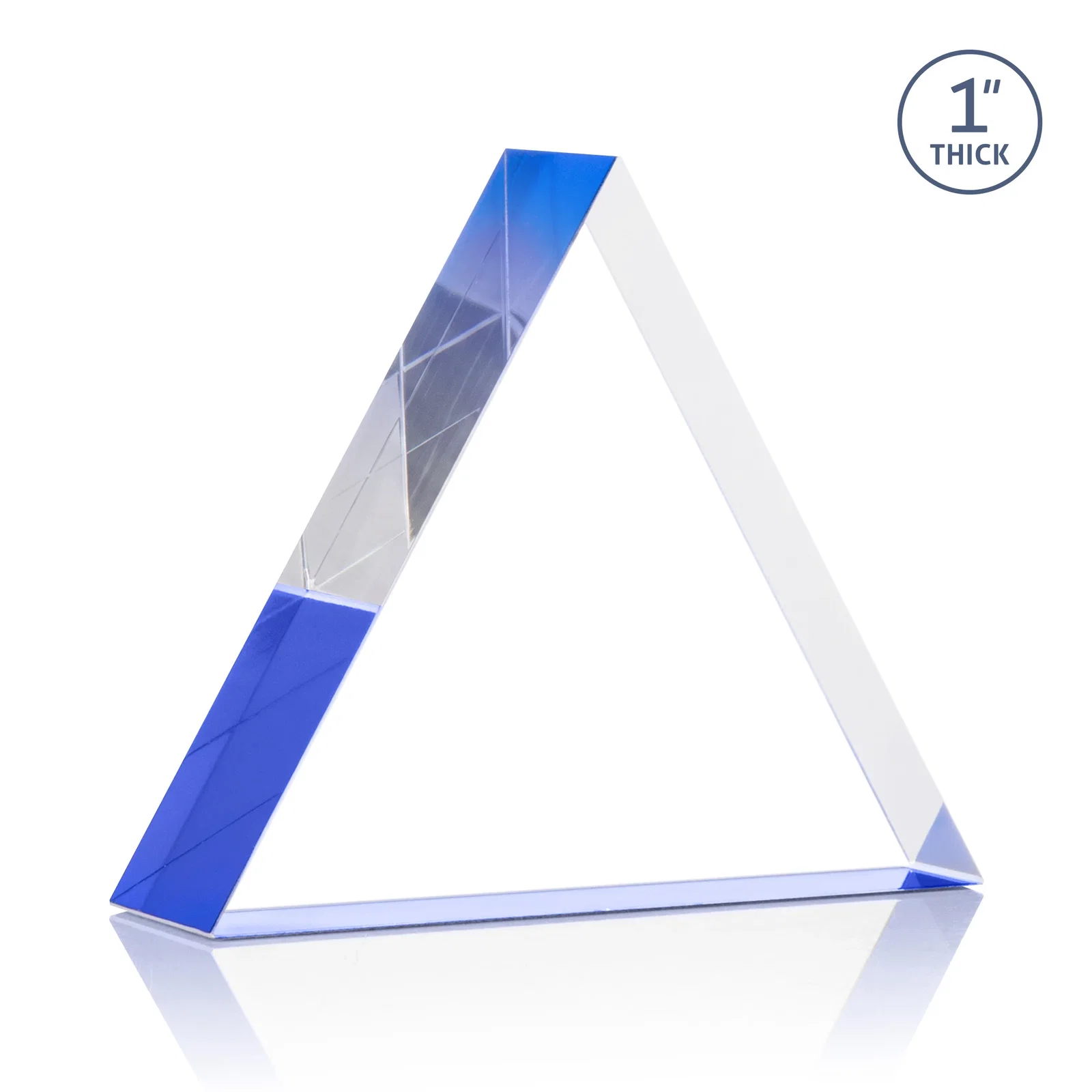 Custom One-Inch-Thick Acrylic Triangle Desk Award, with your logo for safety achievement programs