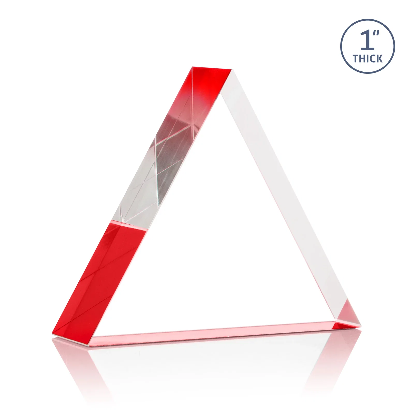 Custom One-Inch-Thick Acrylic Triangle Desk Award, with your logo for volunteer appreciation