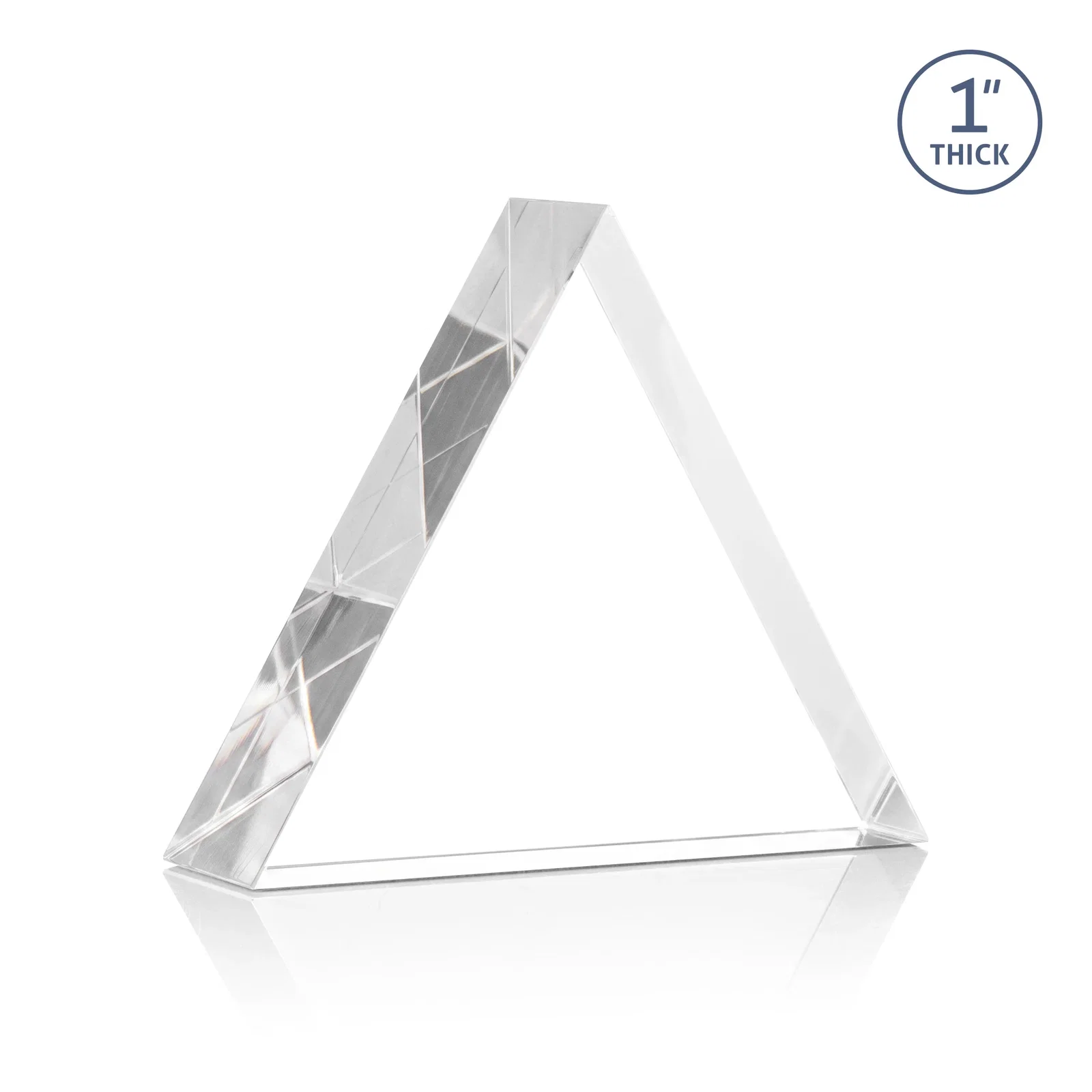 Custom engraved One-Inch-Thick Acrylic Triangle Desk Award for employee recognition