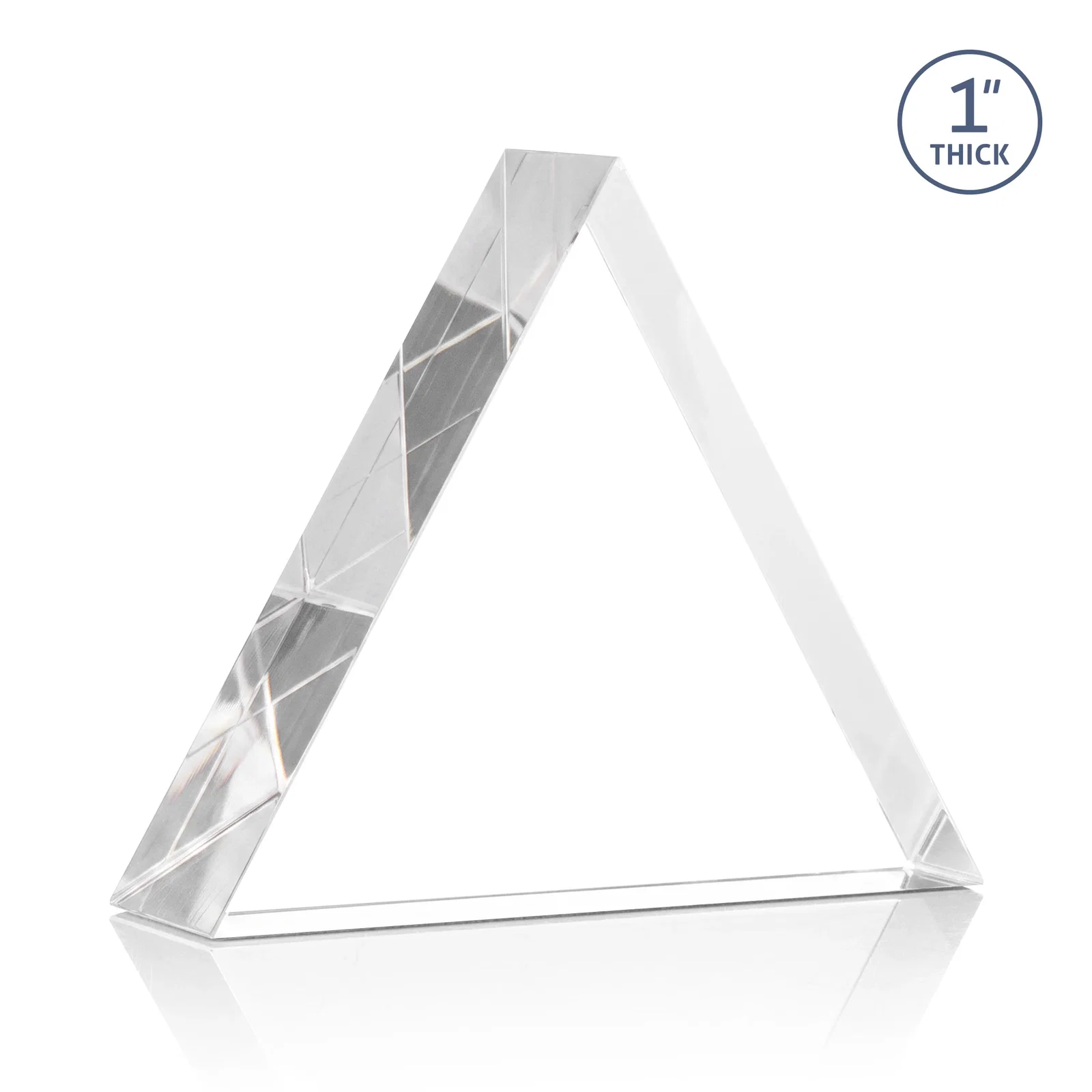 Custom engraved One-Inch-Thick Acrylic Triangle Desk Award for service anniversary gifts