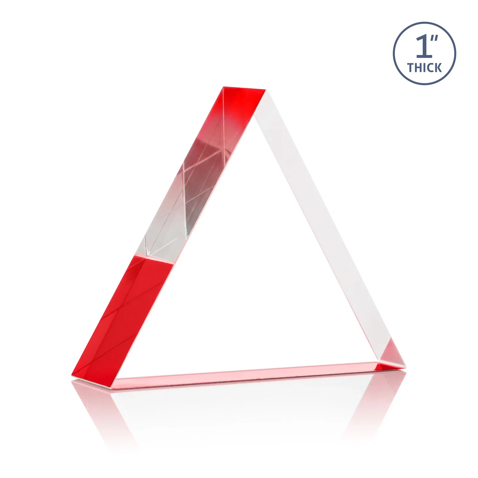 Custom One-Inch-Thick Acrylic Triangle Desk Award, with your logo for employee recognition