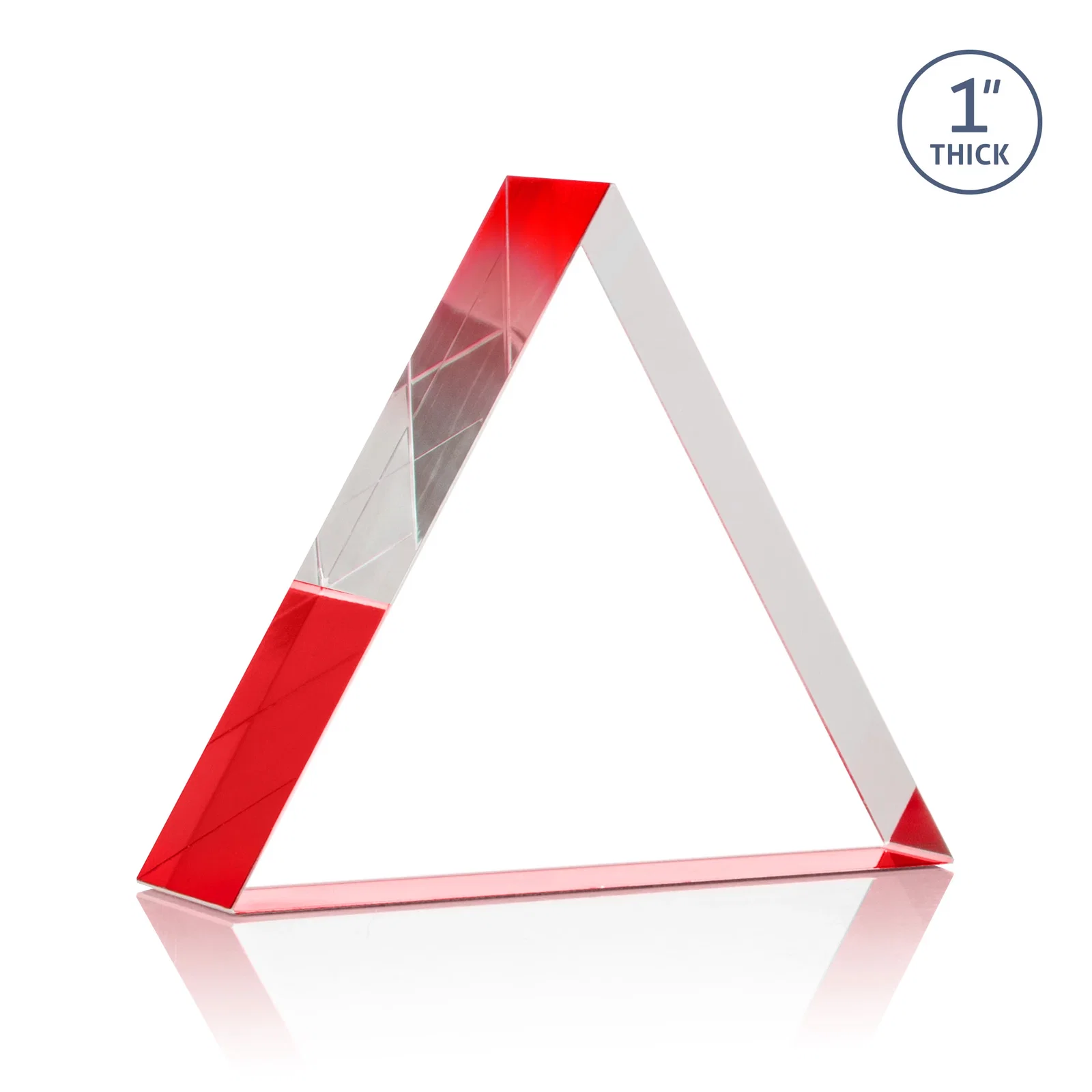 Custom One-Inch-Thick Acrylic Triangle Desk Award, with your logo for corporate award ceremonies