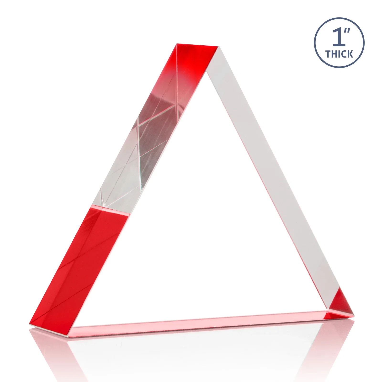 Custom One-Inch-Thick Acrylic Triangle Desk Award, with your logo for sales achievement awards