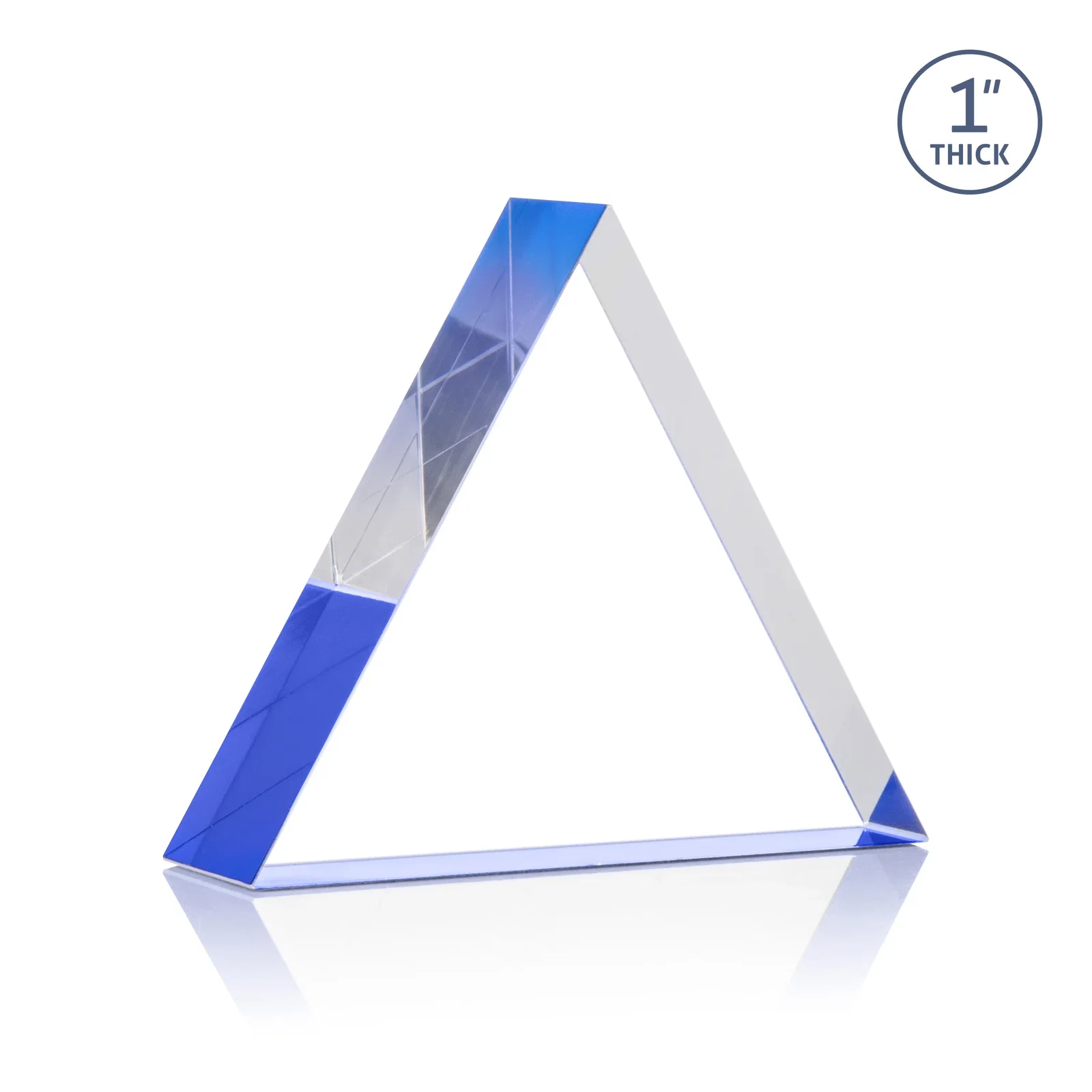 Custom One-Inch-Thick Acrylic Triangle Desk Award, with your logo for retirement presentations