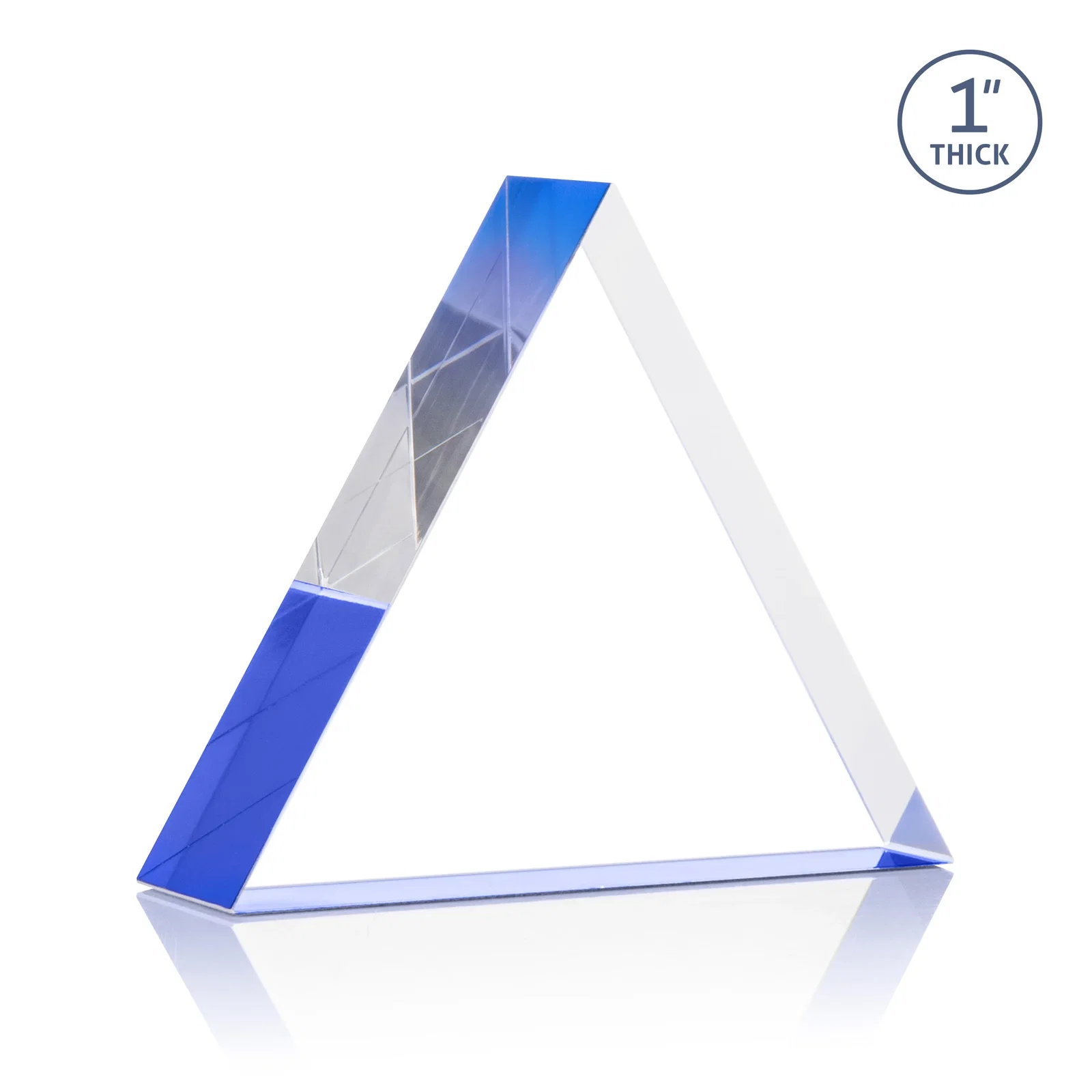 Custom One-Inch-Thick Acrylic Triangle Desk Award, with your logo for team milestone celebrations