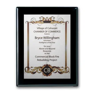 Full Color Silver Plate Plaque on Ebony Piano Finish