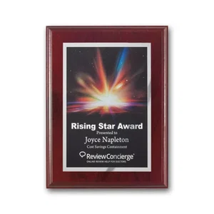 Full Color Silver Plate Plaque on Mahogany Walnut