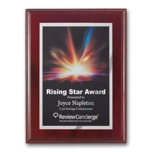 Full Color Silver Plate Plaque on Mahogany Walnut