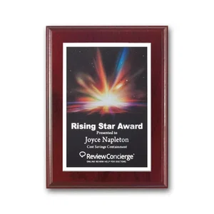 Full Color White Plate Plaque on Mahogany Walnut