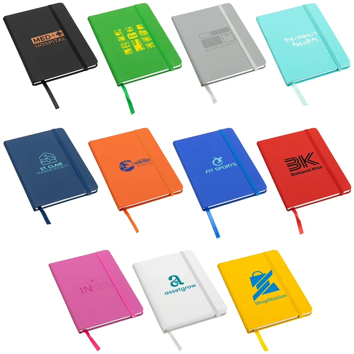 Custom Spectrum Hard Cover Journal, front view of the branded journal