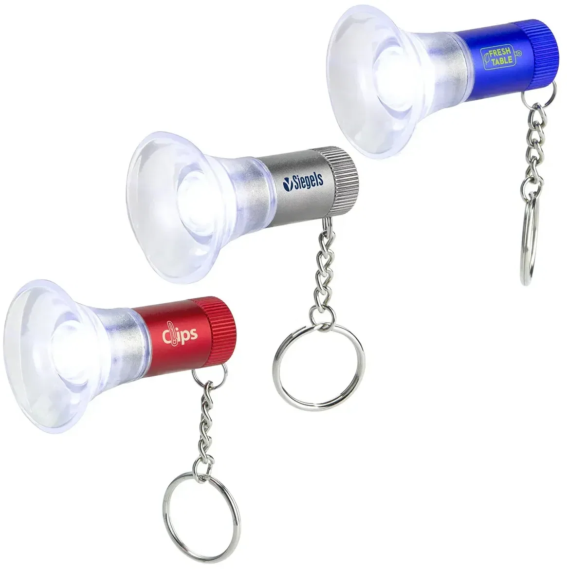 Spider suction-cup LED keylight with custom logo, promotional keychain light front view