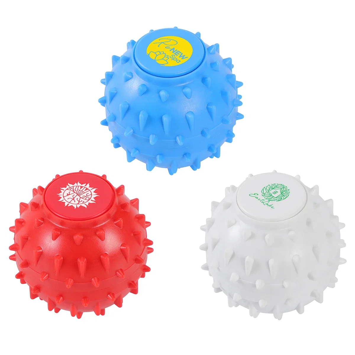 Custom Spike Massage Ball, front view of the branded spiky massage ball