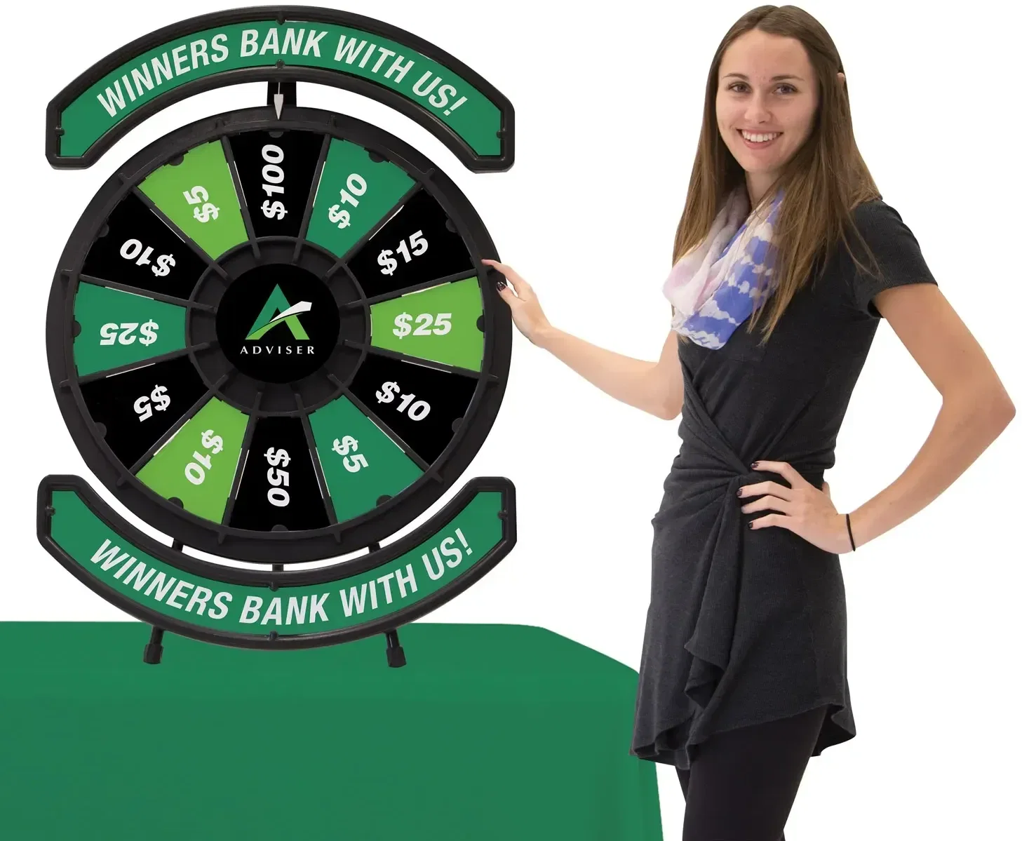 Spin 'N Win Prize Wheel Plus Kit in use