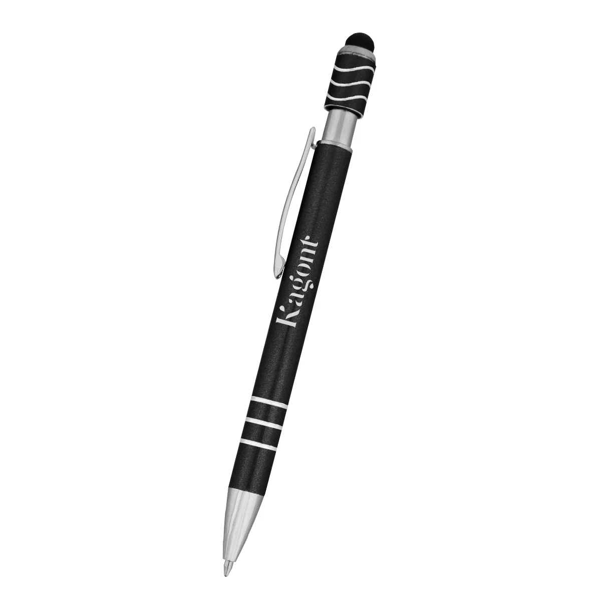 Stylus end shown angled for tapping a touchscreen