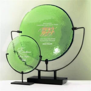 Glass Round Plate Award Cut From a Single Rolled Sheet