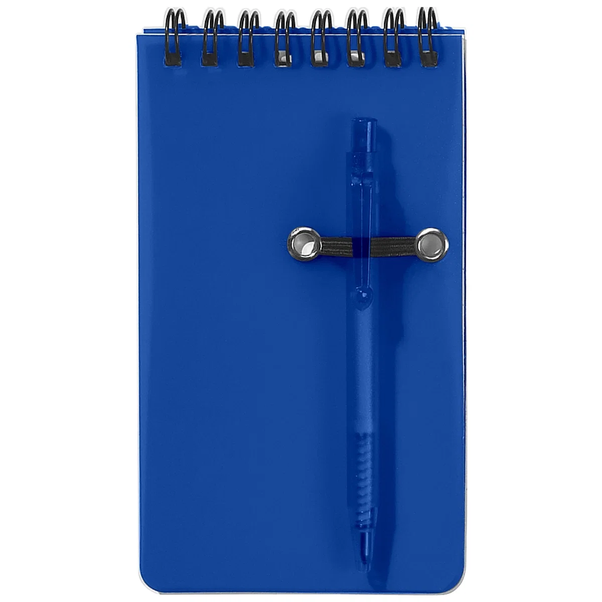 Pen sliding into the loop along the binding