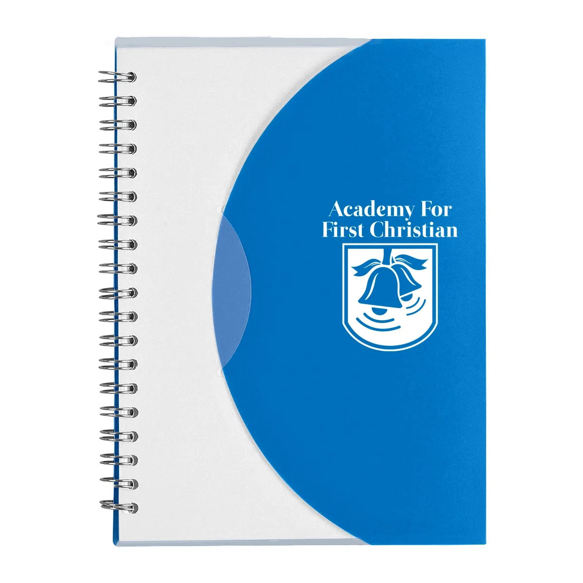 Spiral bound notebook with a frosted translucent cover
