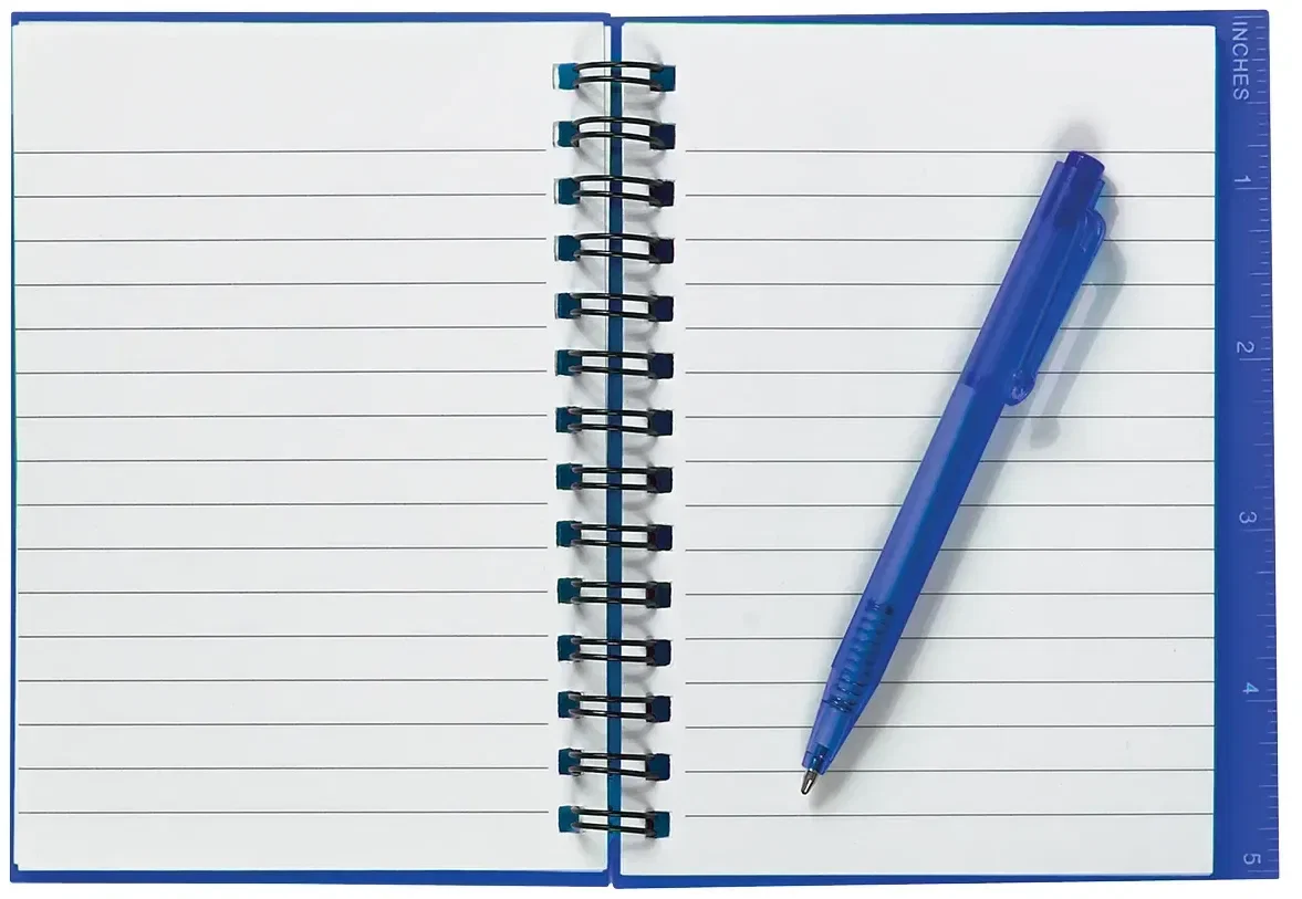 Frosted blue cover closed and the writing stick clipped alongside