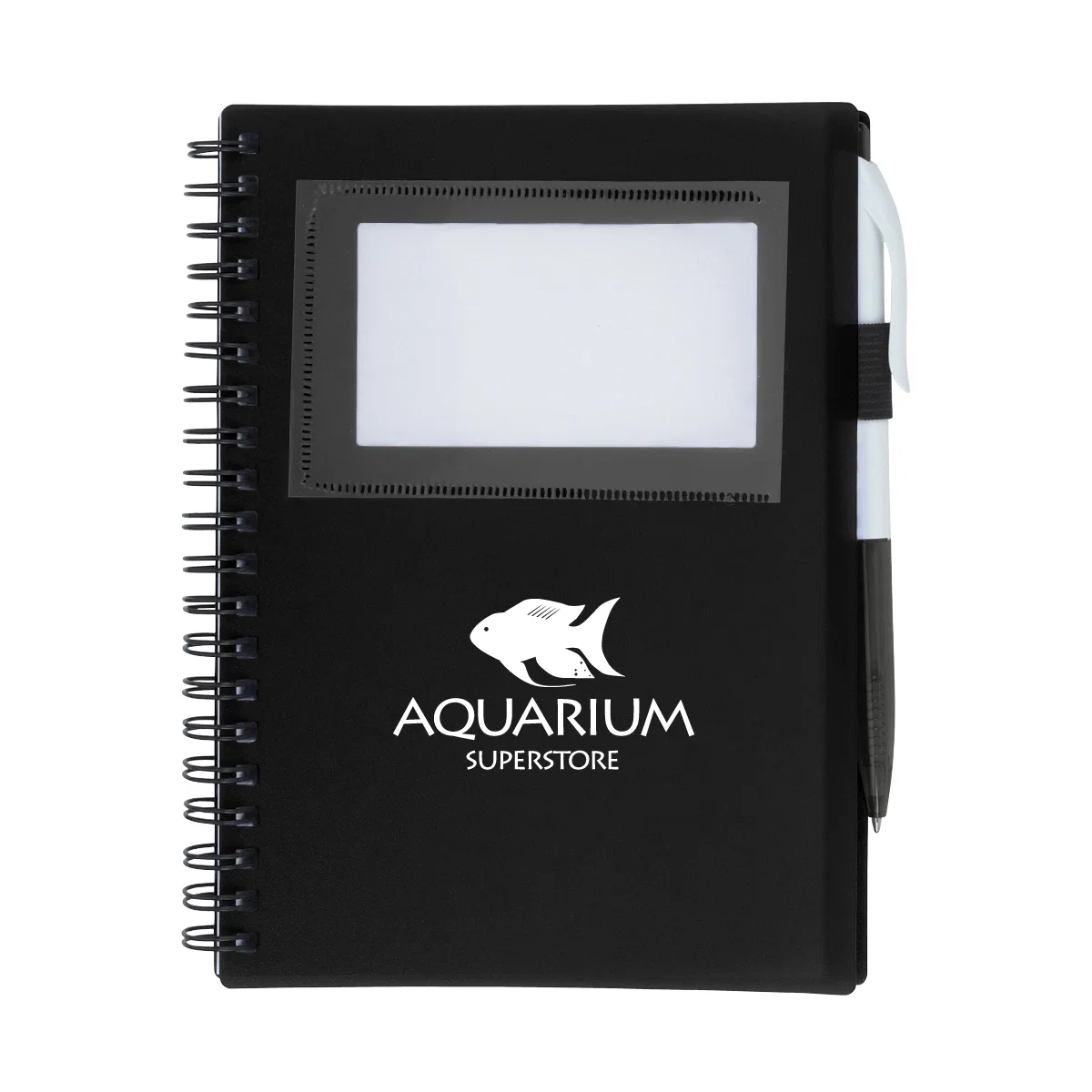 Spiral notebook with a clear window on the front cover