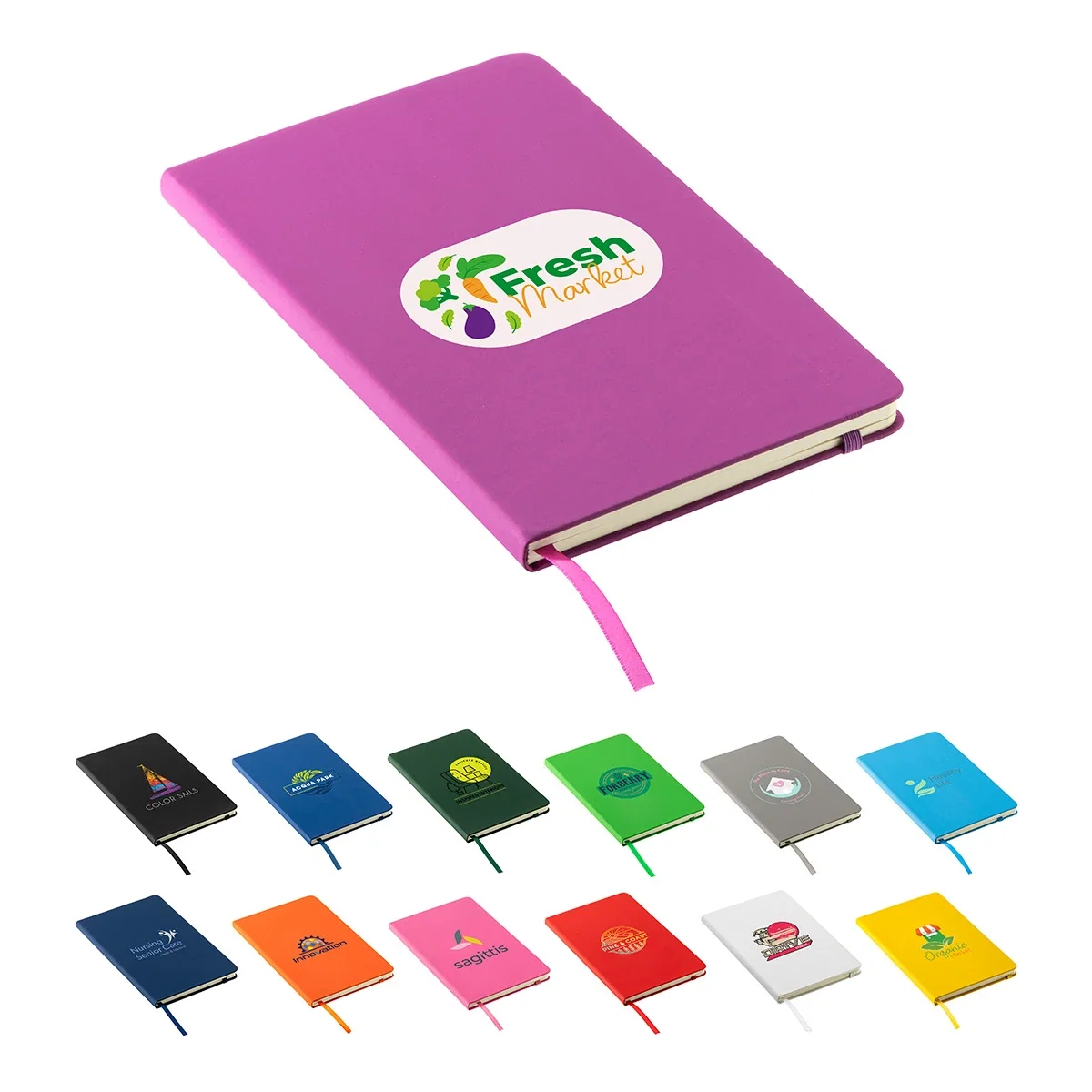 Custom Splash Hardcover Journal, front view of the branded journal cover