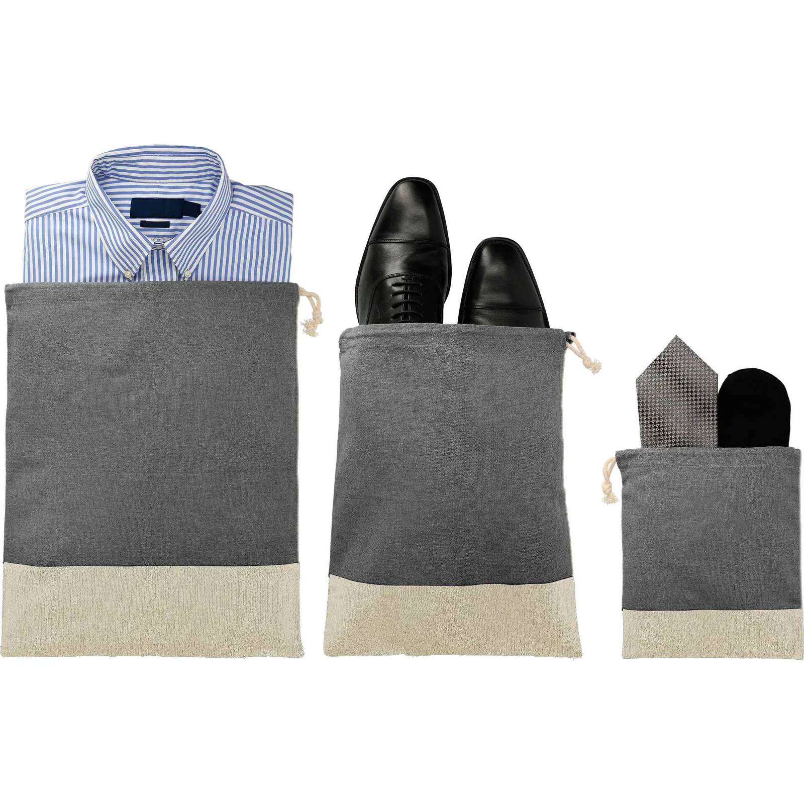 Personalized Recycled Cotton Travel Pouch Set (3 Piece) — view 8